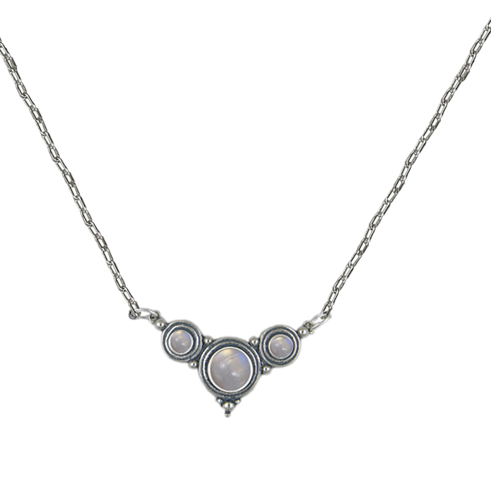 Sterling Silver Gemstone Necklace With Rainbow Moonstone